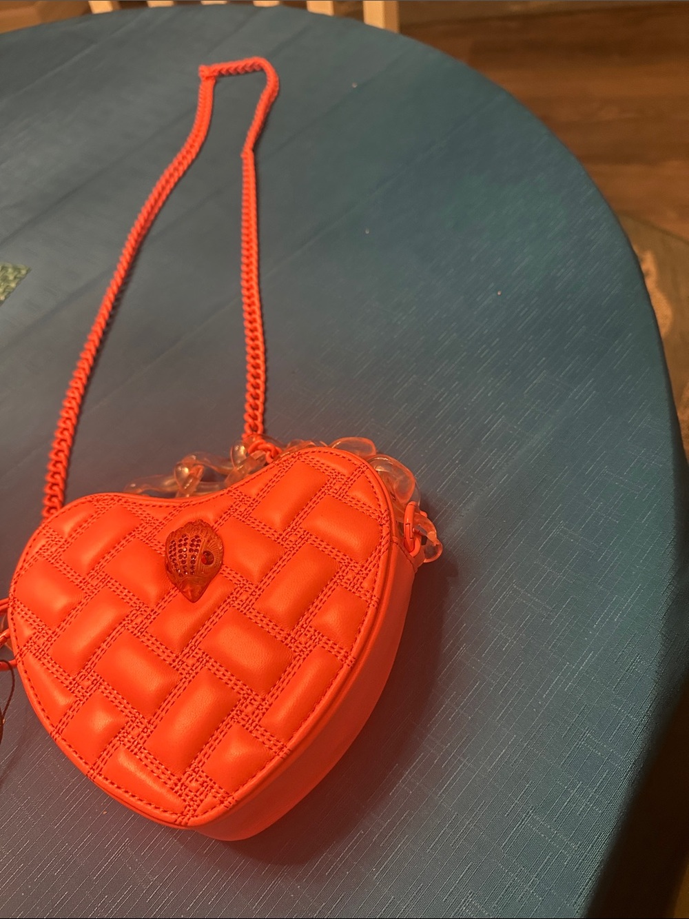 Kurt Geiger Orange Heart Quilted Mini Crossbody